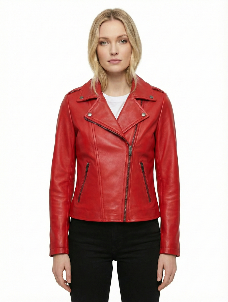 Women FBL Real Leather Classic Biker Jacket Soft Lambskin Style - 1177