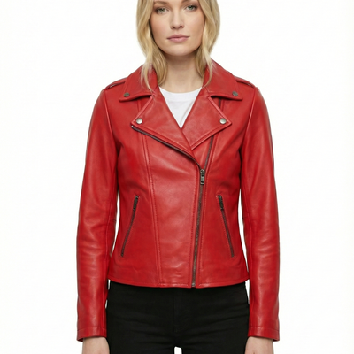 Women FBL Real Leather Classic Biker Jacket Soft Lambskin Style - 1177