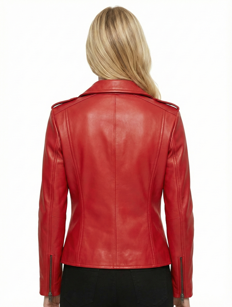 Women FBL Real Leather Classic Biker Jacket Soft Lambskin Style - 1177