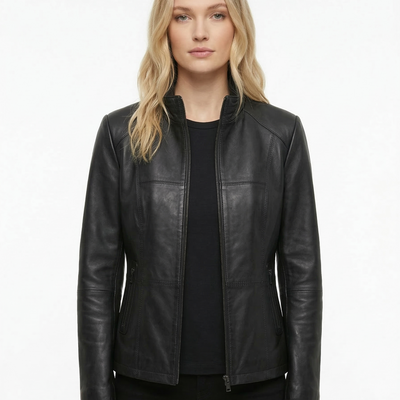 Women JM3 Real Leather Classic Biker Jacket Soft Lambskin Style - 1187