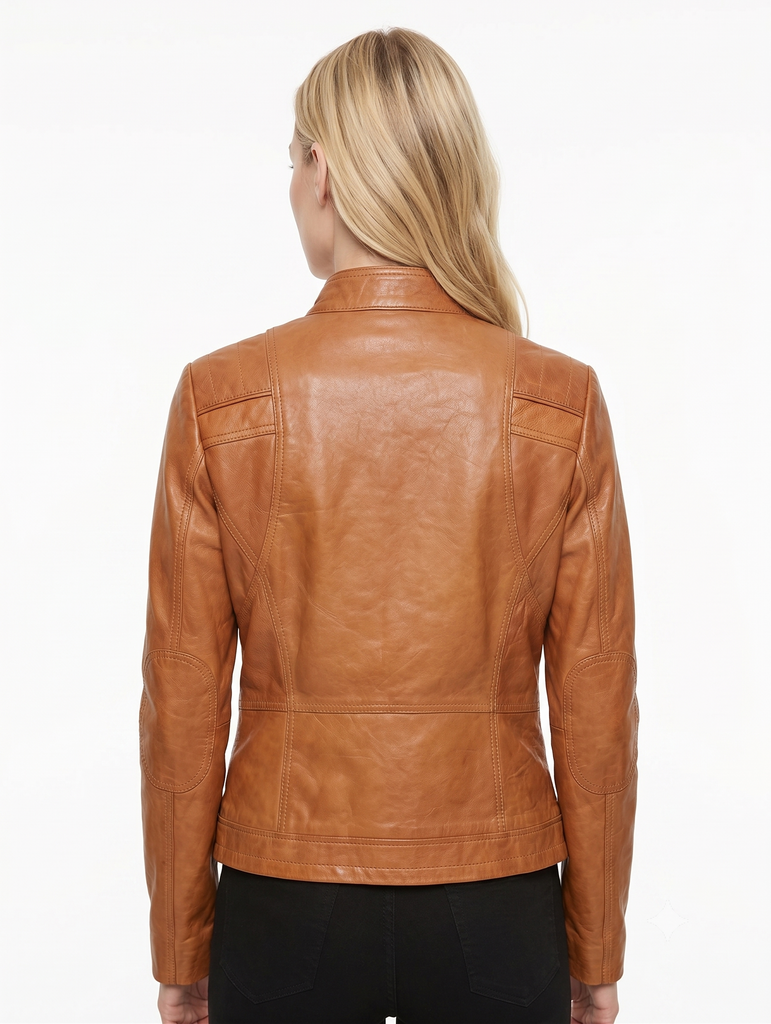 Women Koza Real Leather Biker Jacket Soft Lambskin Style - 454