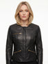 Women MJL Real Leather Collarless Jacket Style - 1068