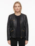 Women MJL Real Leather Collarless Jacket Style - 1068