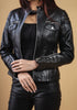 Woman Real Leather Biker Quilted Jacket Soft Lambskin