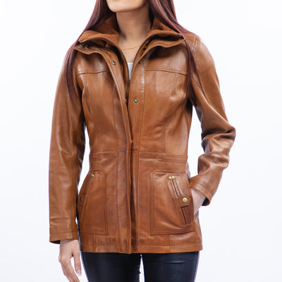 Women Noda-2 Real Three-quarter Lambskin Leather Coat Style - 969