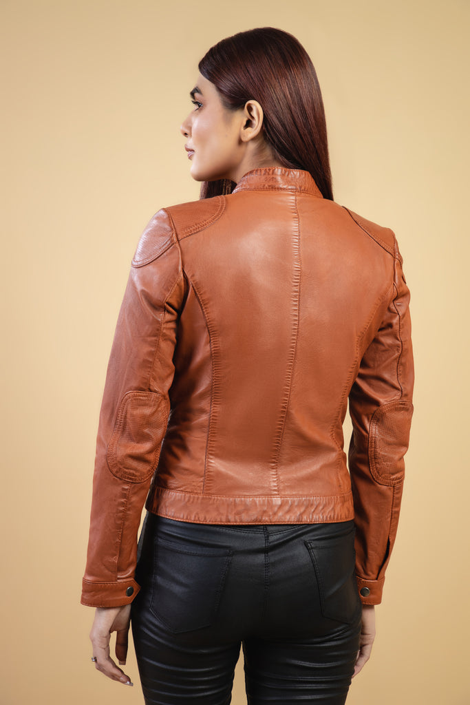 Women Noda-3 Real Leather Biker Lambskin Jacket Style - 970