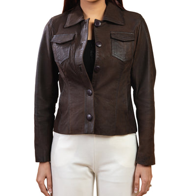 Women Noda Real Snuff Lambskin Leather Jacket Style - 968