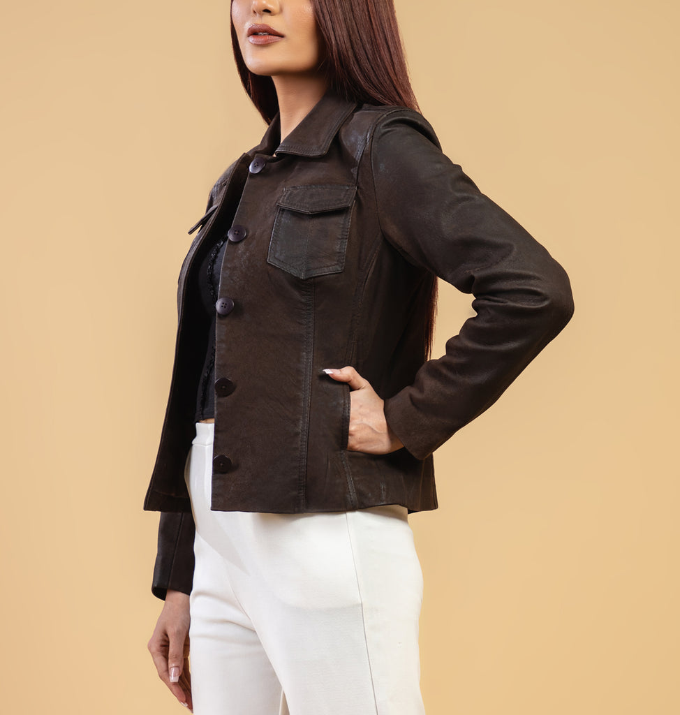 Women Noda Real Snuff Lambskin Leather Jacket Style - 968