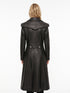 Women OTS Long Military-Inspired Leather Coat Style - 991