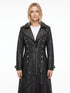 Women OTS Long Military-Inspired Leather Coat Style - 991
