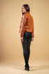 Woman Real Leather Biker Leather Jacket Tan Brown Waxed Soft Lambskin