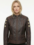Women RVS Real Leather Biker Jacket Distress Soft Lambskin Style - 446