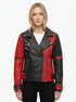 Women Red and Black Studded Real Leather Jacket Style - 838