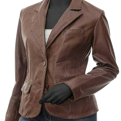 Women Brooks Real Leather Blazer Coat Style - 692