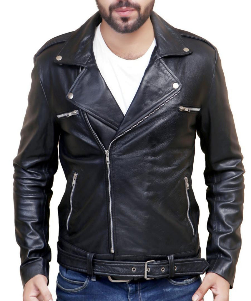 Men Negan Walking Dead Brando Biker Leather Jacket Style - 277