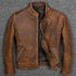 Distressed Cafe Racer Brown Leather Jacket