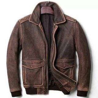 Men Alex-2 Cafe Racer Distess Brown Real Leather Jacket Style - 778