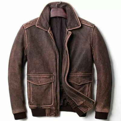 Men Alex-2 Cafe Racer Distess Brown Real Leather Jacket Style - 778