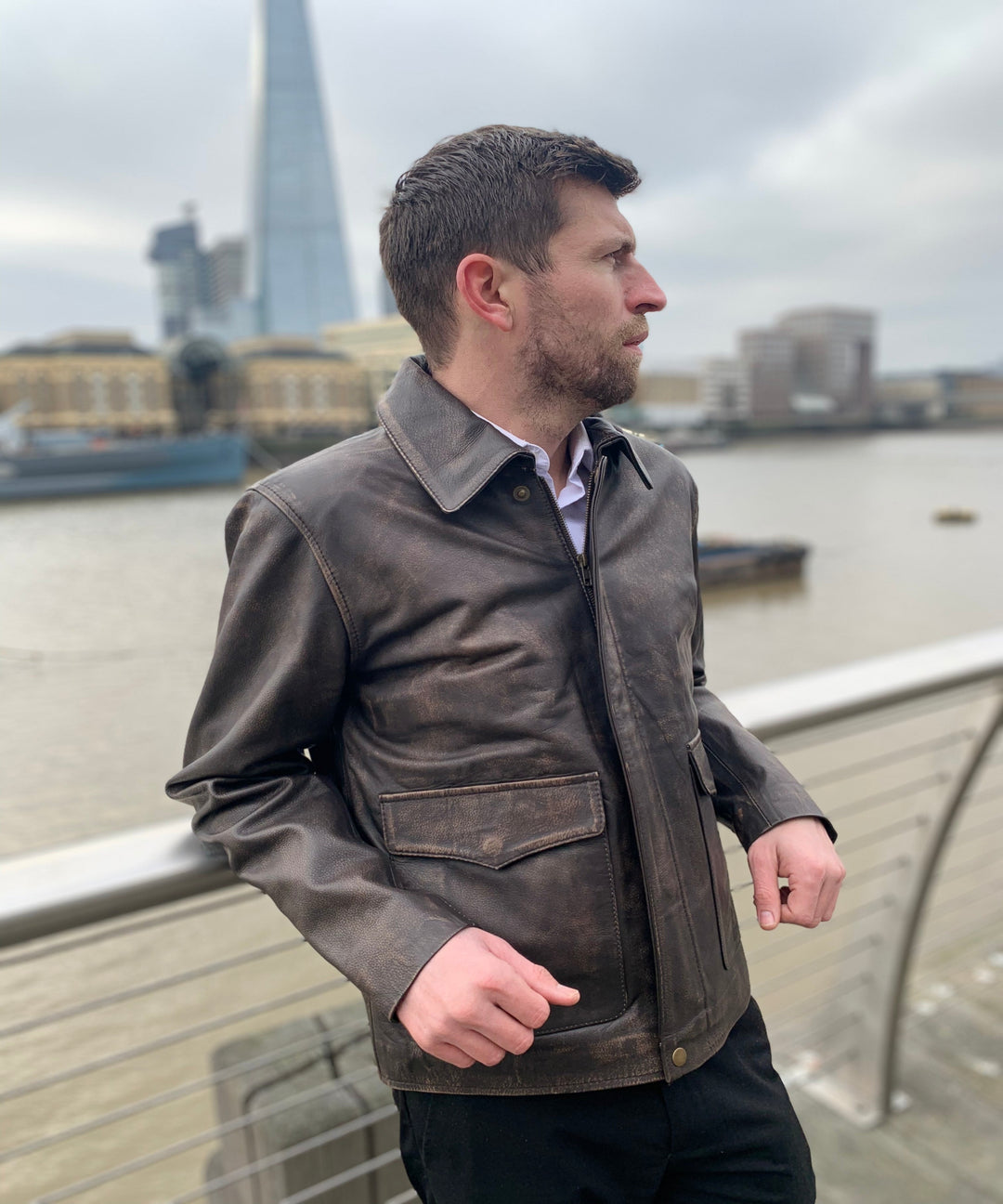 Indiana Jones Distressed Brown Genuine Cow Hide Leather Jacket