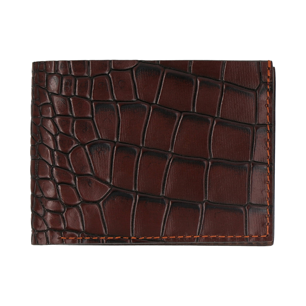 Men Real Leather Crocodile Embossed Wallet Sleek Design