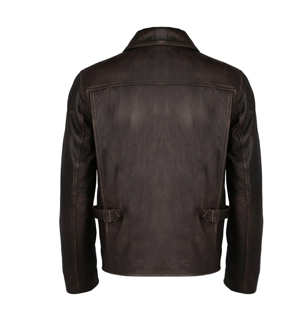 Men Indiana Jones Genuine Cow Hide Distress Brown Leather Jacket Style - IJNA-90