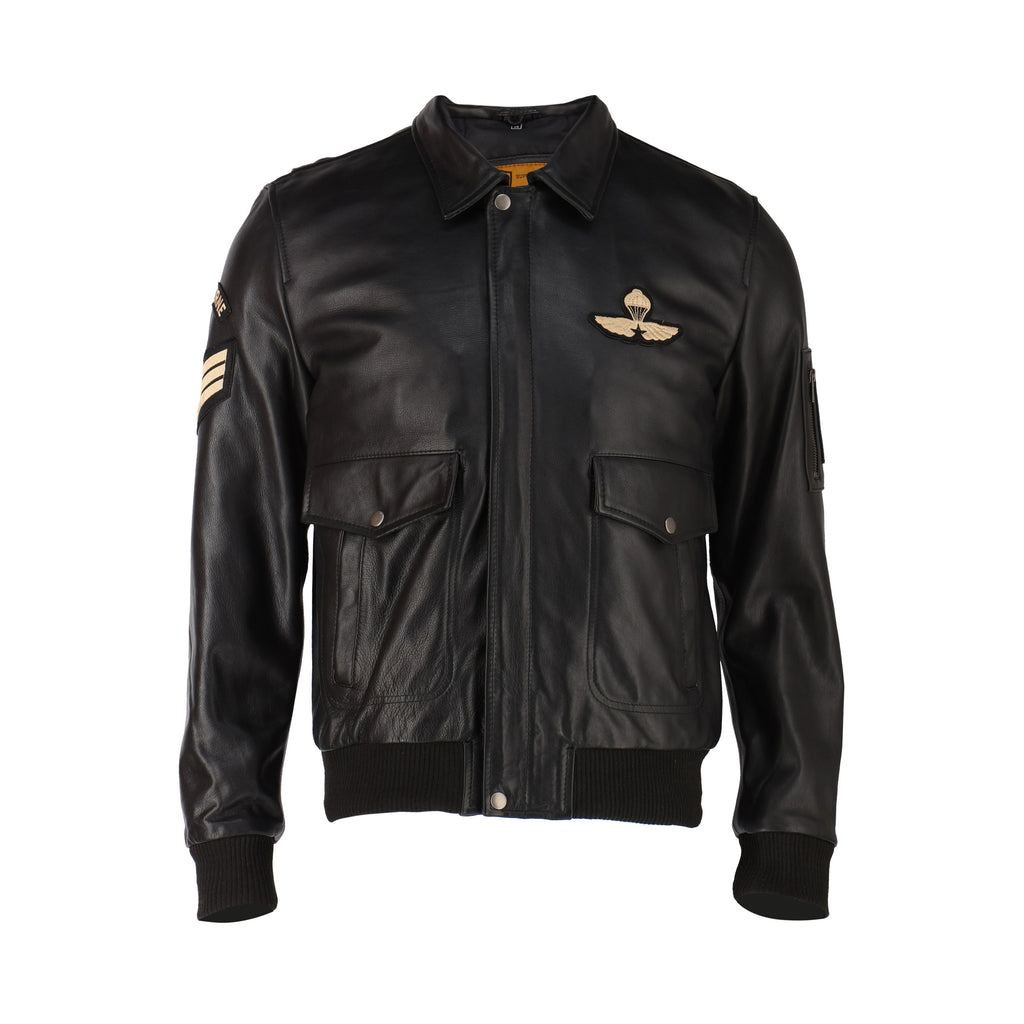 Aviator Bomber Fur Collar Leather Jacket