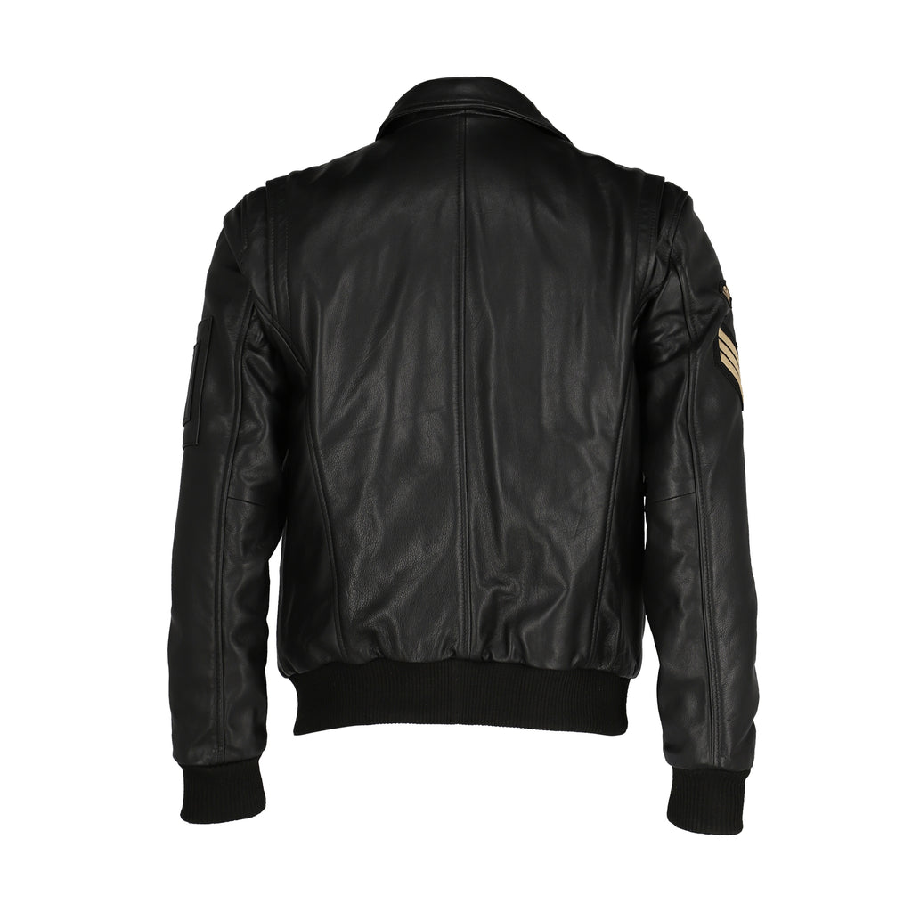 Aviator Bomber Fur Collar Leather Jacket