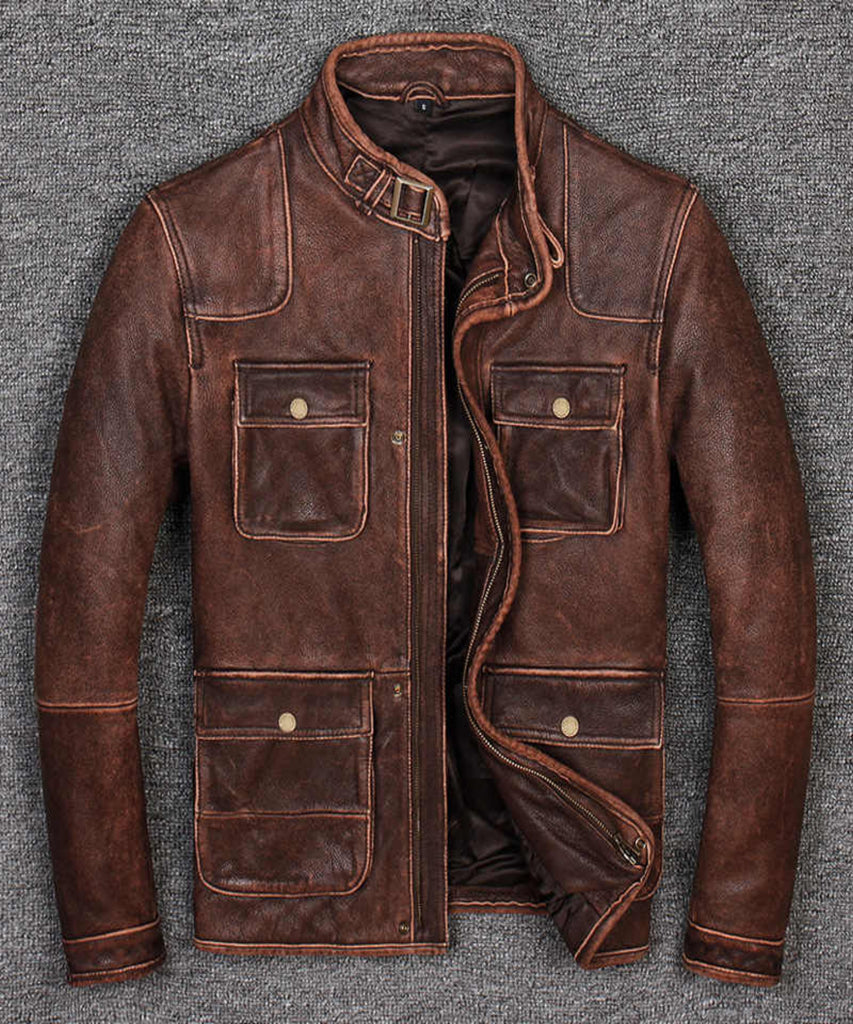 Men ZQS Biker Real Leather Jacket Style - 839