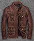 Men ZQS Biker Real Leather Jacket Style - 839