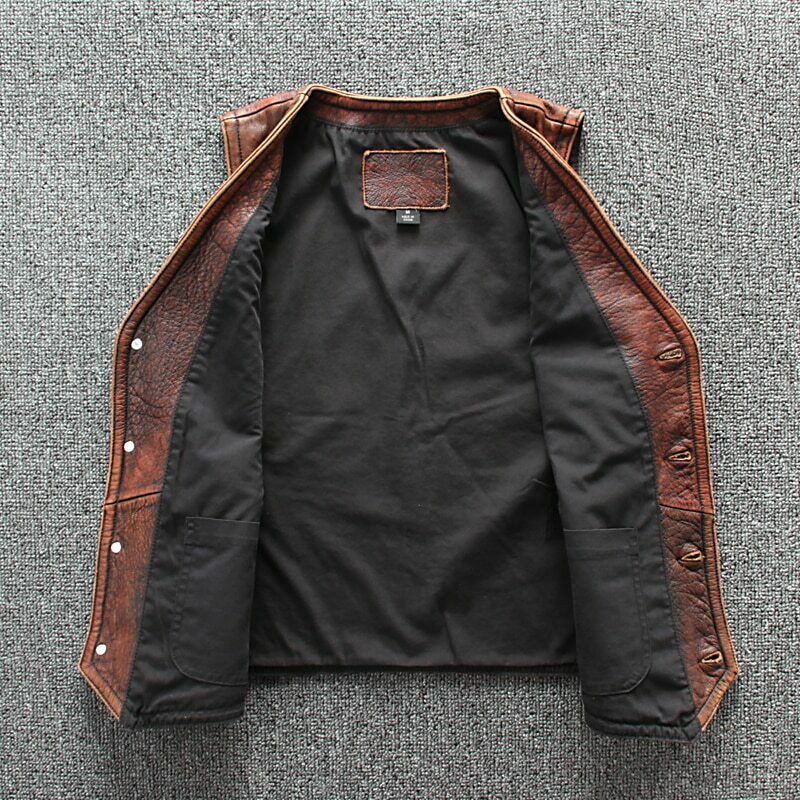 Tan Brown Biker Leather Vest