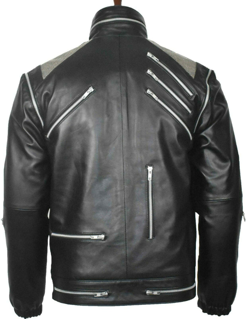 Men Black "MJ Beat It" Leather Jacket Style - 20