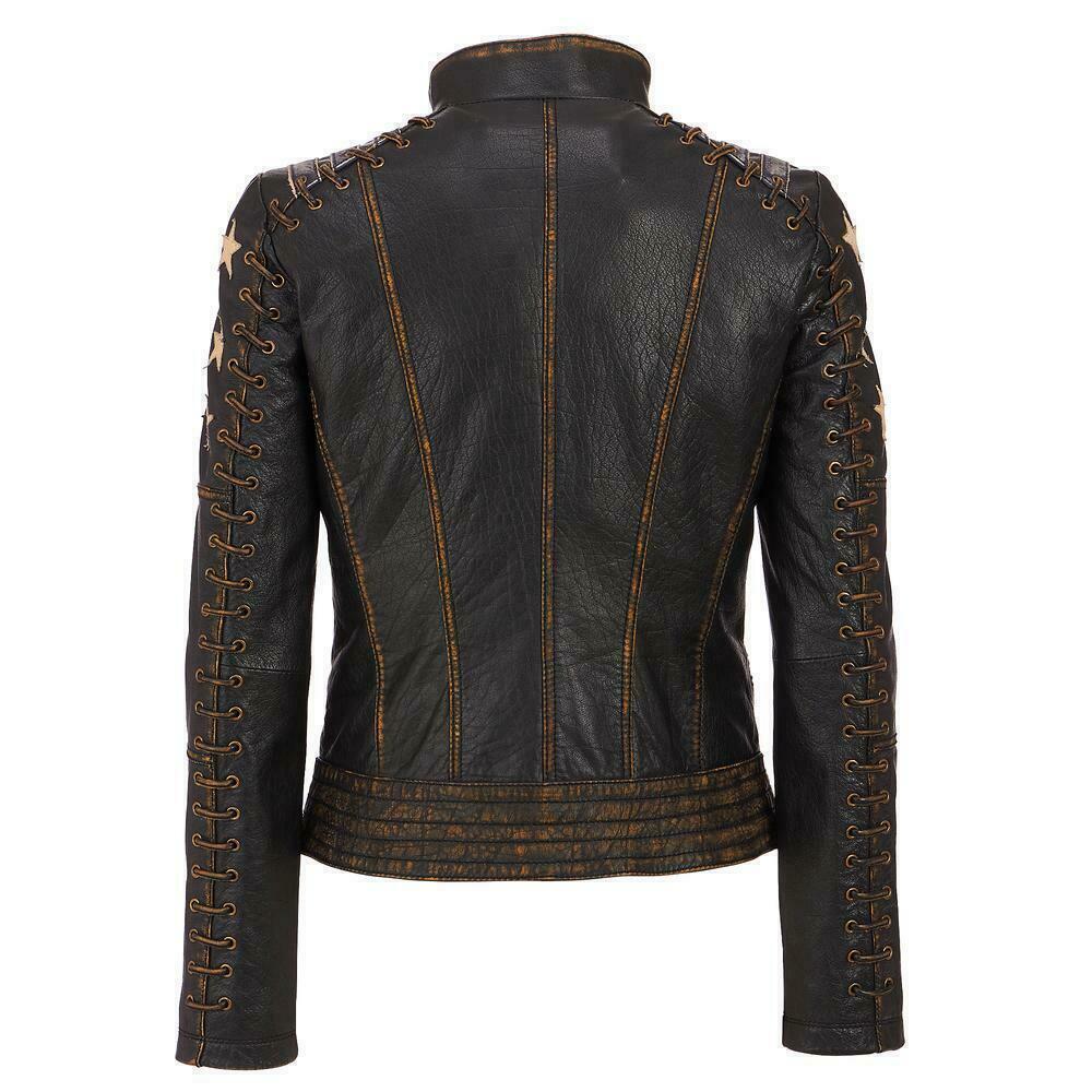 Woman Leather Jacket Distressed Brown
