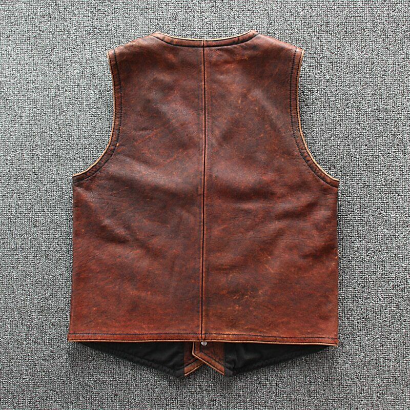 Tan Brown Biker Leather Vest