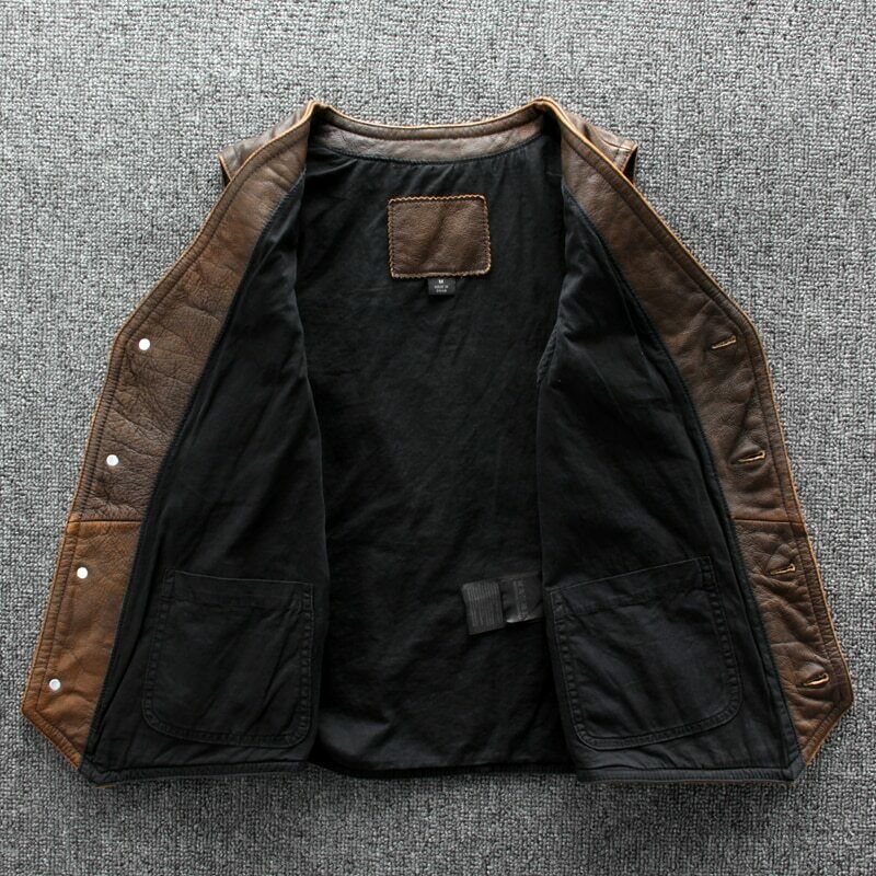 Tan Brown Biker Leather Vest