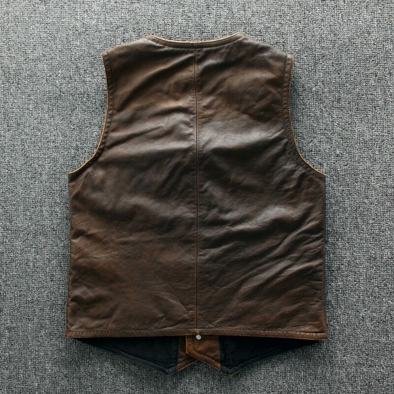 Tan Brown Biker Leather Vest