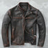 Biker Vintage Cafe Racer Distressed Black Leather Jacket