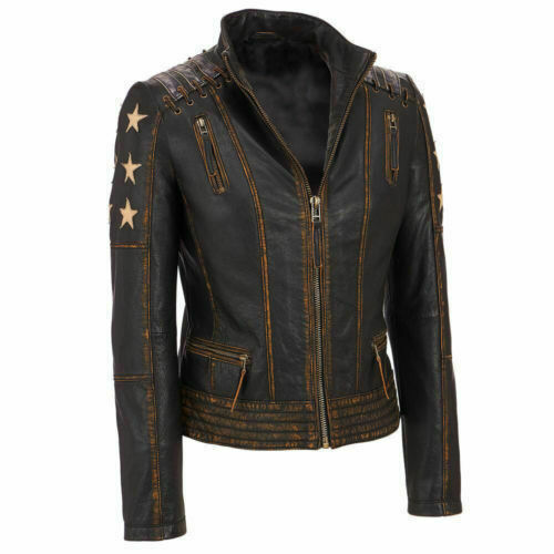 Woman Leather Jacket Distressed Brown